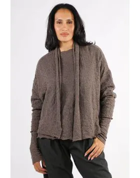 By Basics Merino Bubble Wool Knit Cardi In Earth