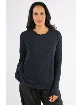 By Basics Merino Bubble Wool Knit Oversized Top In Blue