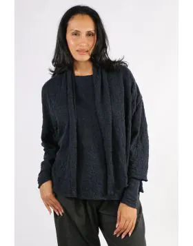 By Basics Merino Bubble Wool Knit Cardi In Blue