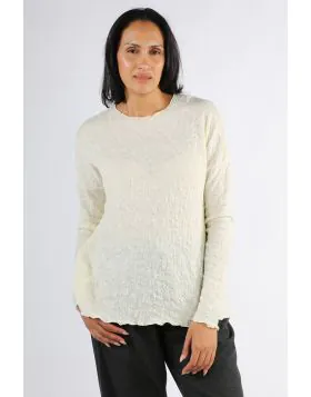 By Basics Merino Bubble Wool Knit Oversized Top In Cream