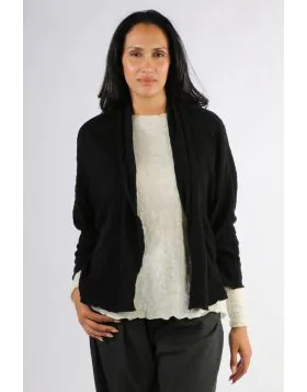 By Basics Merino Bubble Wool Knit Cardi In Black