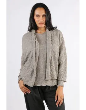 By Basics Merino Bubble Wool Knit Cardi In Grey