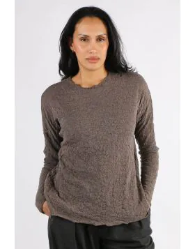 By Basics Merino Bubble Wool Knit Oversized Top In Earth