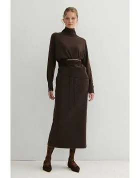 Cashmerism Luxe Pencil Skirt In Chocolate