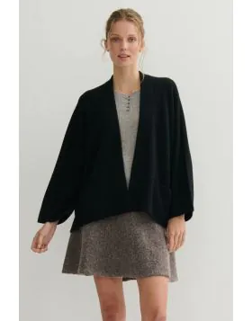 Cashmerism Crop Icon Coat In Black