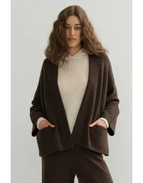 Cashmerism Crop Icon Coat In Chocolate