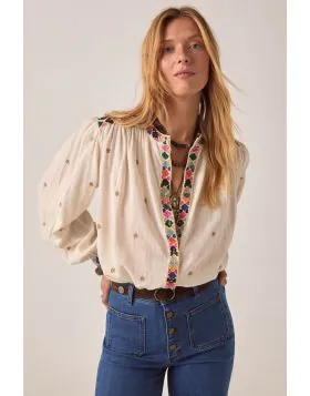 Maison Hotel Cleo Embroidered Shirt In Ivory