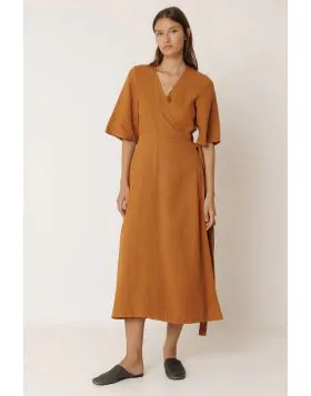 Indi and Cold Crossover Dress In Rust
