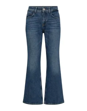 The Cynthia Galleon Jeans from Mos Mosh are a beautifully cut flared jean designed to flatter and elongate the silhouette. Crafted in a classic mid blue wash, they sit comfortably on the waist with a smooth fit through the hip and thigh before falling int