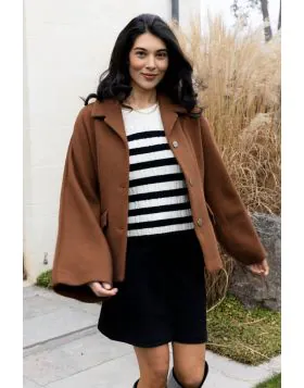 Foil Break Through Coat In Caramel