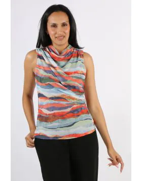 Foil Sheer Fun Shell Top In Stripe
