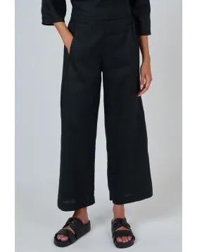 Naturals Linen Palazzo Pant In Black