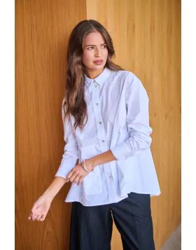 Naturals Panel Oversized Shirt In White