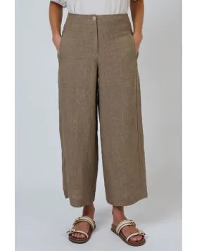 Naturals Washed Linen Cropped Pant In Agate