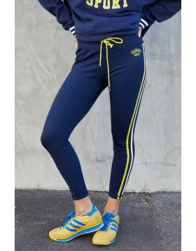 New delivery just arrived of our best selling 3/4 length legging in royal blue with white and red stripes down each leg, elastic waistband and draw cord. Red Hammill and Co print on the left hip. The same great fit! style H205.