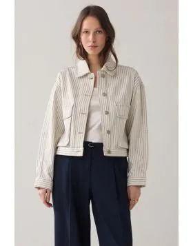 Summum Herringbone Stripe Jacket In Calico