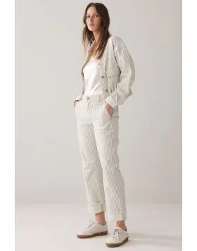 Summum Herringbone Stripe Jeans In Calico