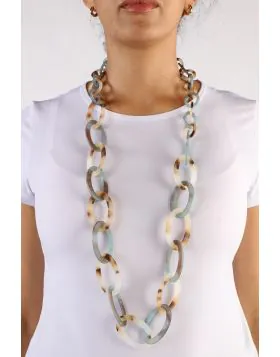 Acrylic chain links 100cm necklace in Matt Multi.

