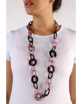 Jantan Resin Chain Link Necklace In Multi