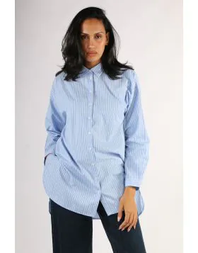 Indi and Cold Poplin Striped Shirt In Blue