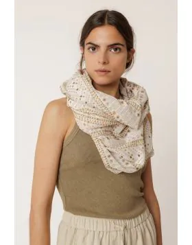 Indi and Cold Ethnic Print Scarf In Ecru