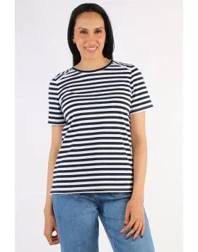 Stripe Short Sleeve Top By Jump In Navy