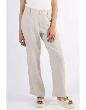 Linen Patch Pocket Wide Leg Pant By Jump In Natural
