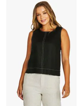 Back Button Tank In Black By Jump