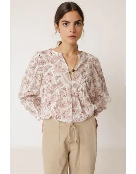 Indi and Cold Hemstitch Blouse In Mint