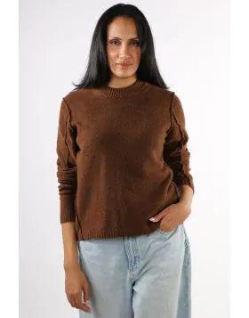 Knewe Panelled North Sweater In Chocolate