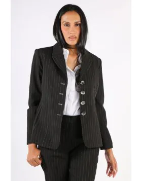 Lania Pinstripe State Blazer In Black