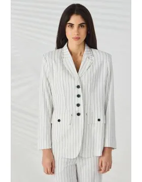 Lania Director Pinstripe Jacket In White
