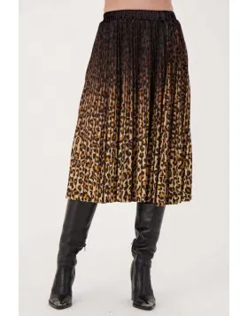 Gabby Isabella Sunray Velour Animal Print Skirt In Black