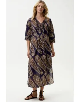 One Season Provence Paisley Maxi Poppy Dress In Navy