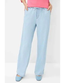 Brax Maine Stripe Crop Pant In Denim