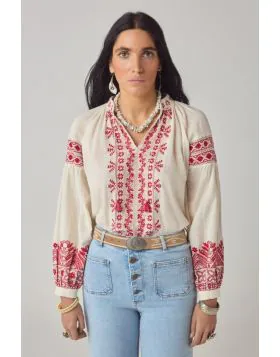 Maison Hotel Antonella Cranberry Shirt In Ivory