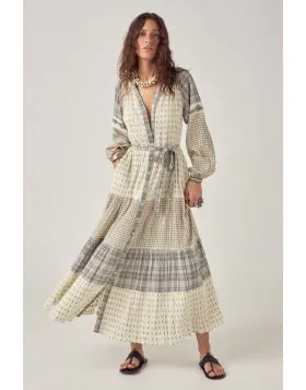 Maison Hotel Alba Ash Patchwork Dress In White