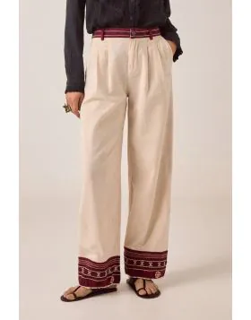 Maison Hotel Gilberto Embroidered Pant In Ivory