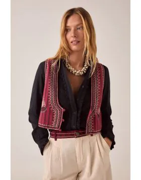 Maison Hotel Petra Embroidered Vest In Red