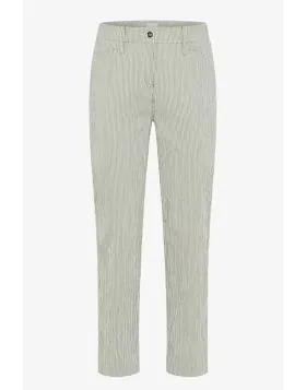 Brax Mara Stripe Crop Pant In Green