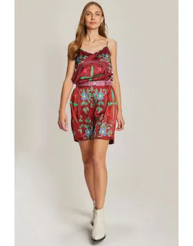 Me369 Julliette Pleated Shipibo Shorts In Print