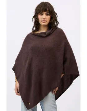 Mia Fratino Brushed Poncho In Chocolate