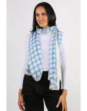 Namaskar Geometric Chain Scarf In White