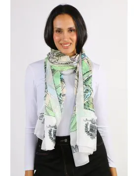 Namaskar Paris Monuments Scarf In White