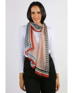 Namaskar Heritage Geometry Scarf In Rust