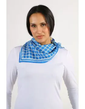 Namaskar Geometric Chain Square Scarf In Sky Blue