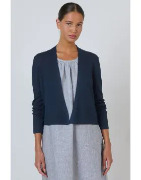 Naturals Cropped Knit Cardi In Smoke