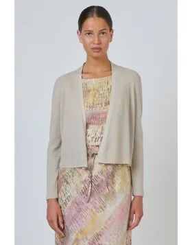 Naturals Cropped Knit Cardi In Sand