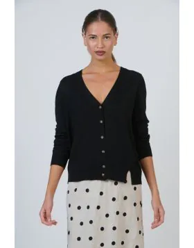 Naturals V Neck Cardi In Black