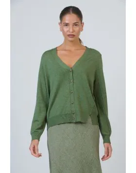 Naturals V Neck Cardi In Sage